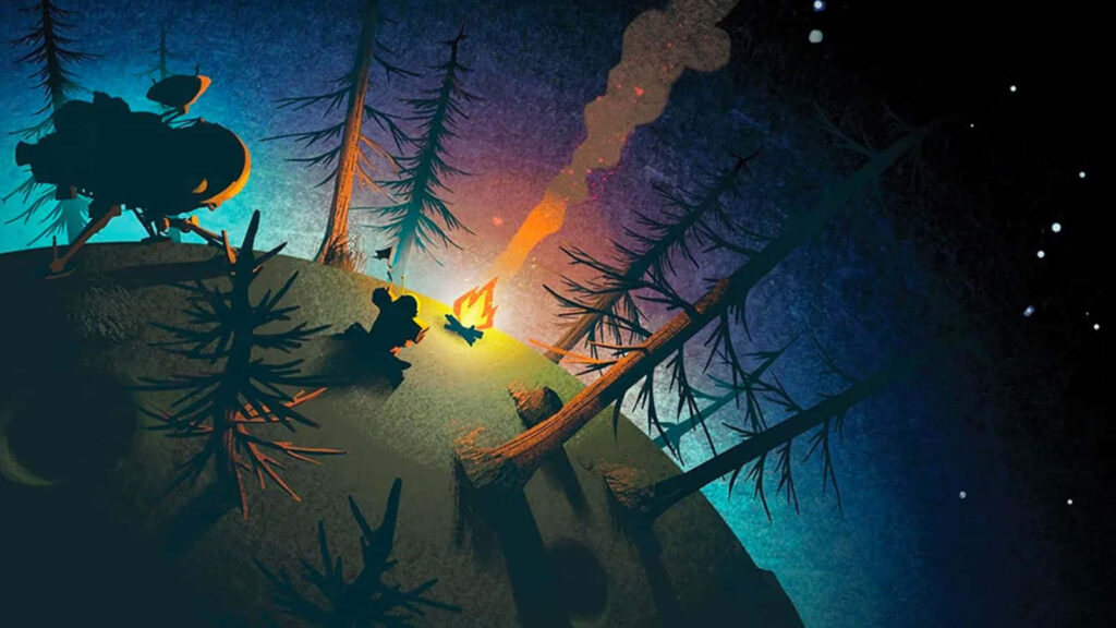 Breathtaking Outer Wilds Wallpaper: Serene Campsite in Space