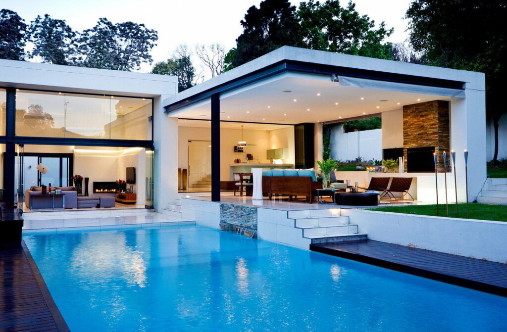 Tranquil Oasis: A Captivating Architectural Masterpiece for a Unforgettable Summer Vacation Wallpaper