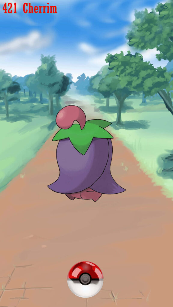 Overcast Cherrim Wallpaper: Vibrant Outdoor Pokémon Background