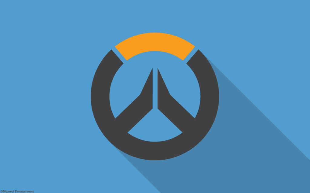 Overwatch Logo: Minimalist Material Design Wallpaper on a Blue Background