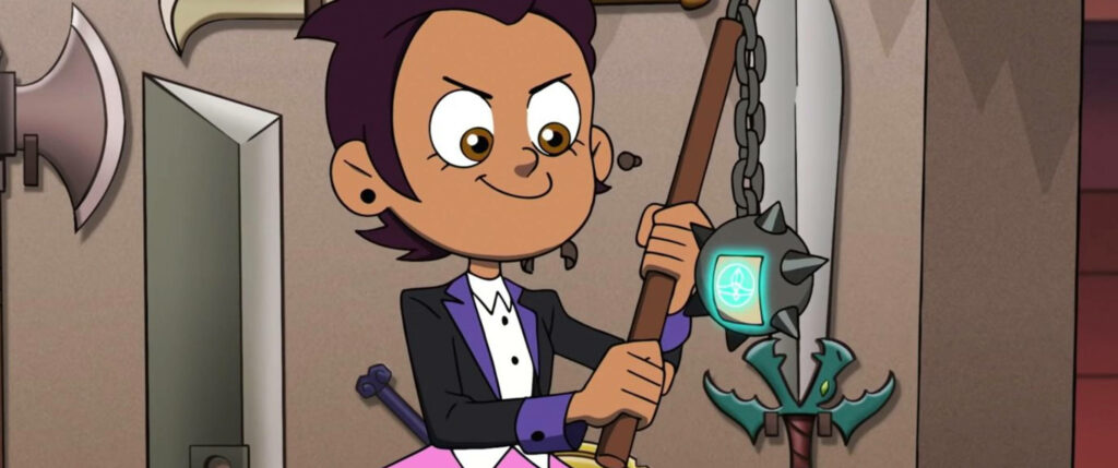 Owl House Character with Flail & Glowing Blue Light Wallpaper