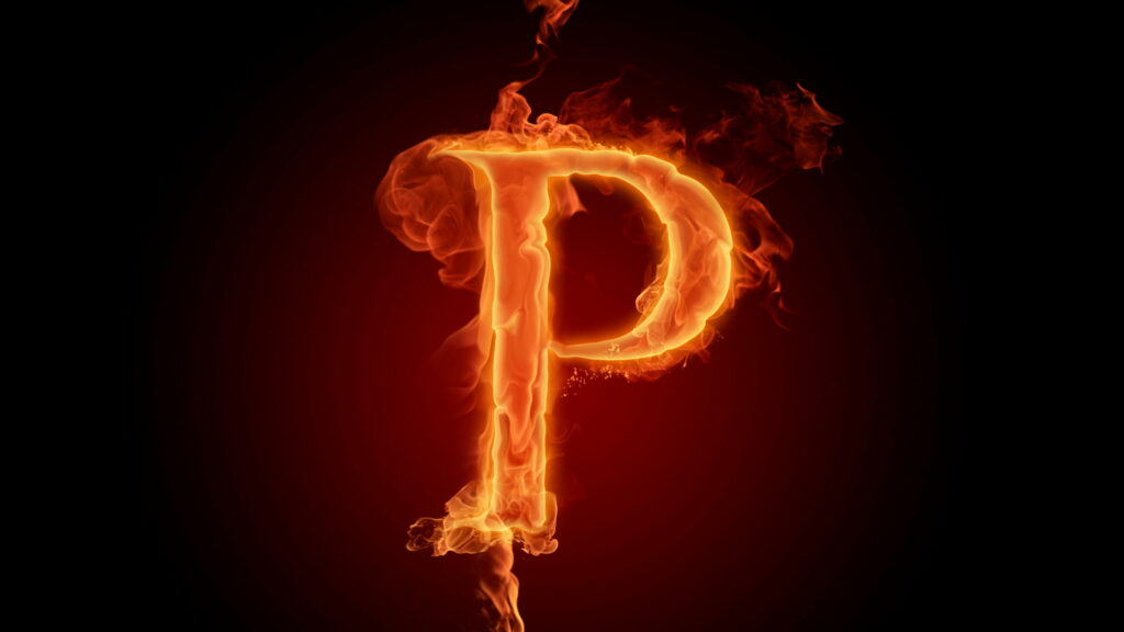Burning Passion: HD Wallpaper of Fiery English Alphabet P on Black Background
