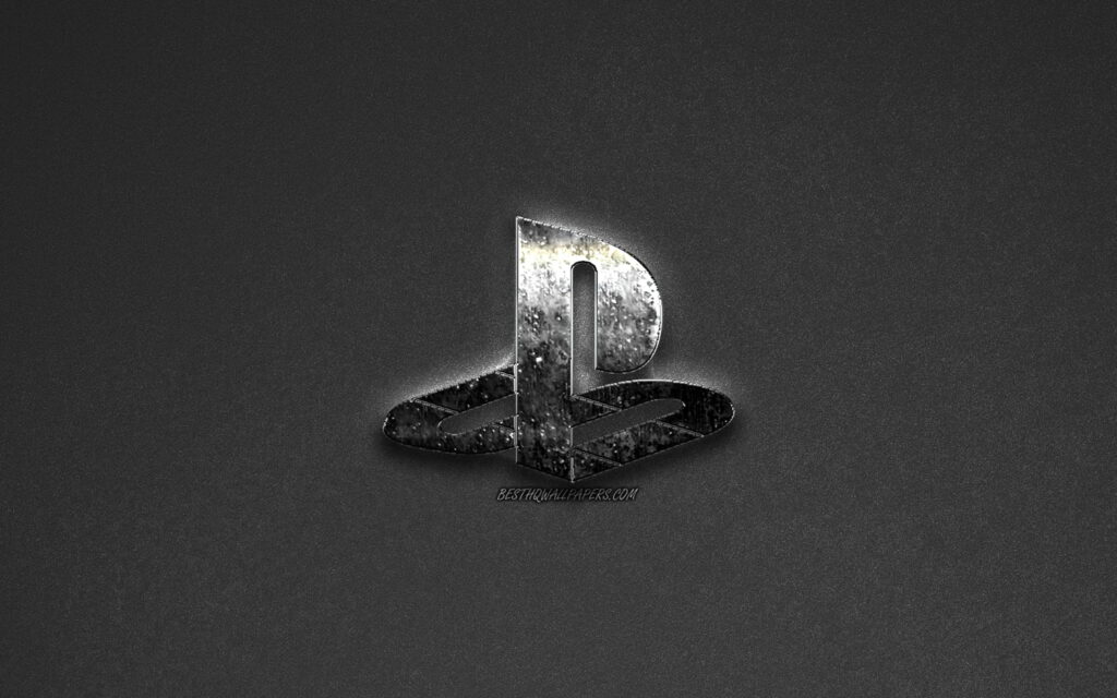 PlayStation's Metallic Signature PS Logo Glistening on a Sleek Gray Background Wallpaper