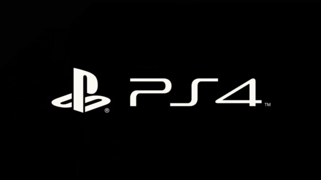 Minimalist PlayStation 4 logo wallpaper white branding on black background modern gaming design