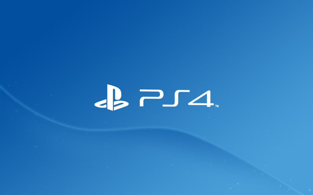 HD PlayStation 4 wallpaper with white logo on glowing blue background and abstract light curves