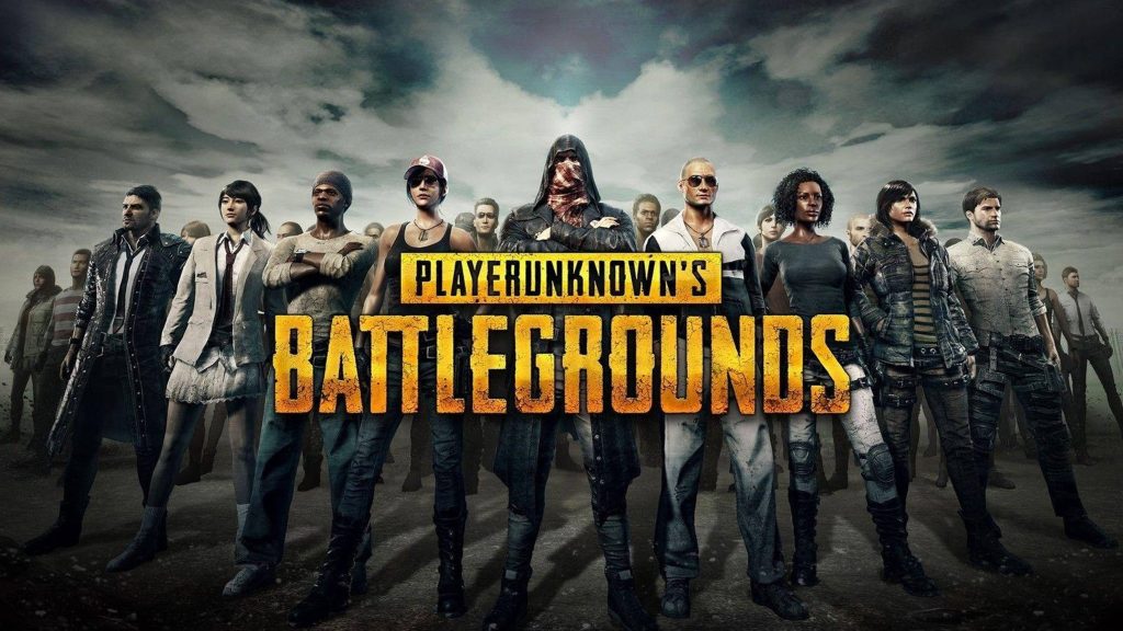 PUBG Battlegrounds HD wallpaper with battle-ready characters under moody overcast sky