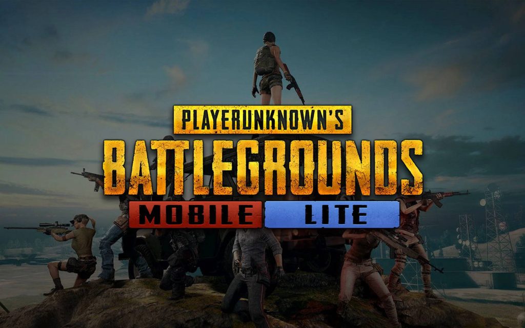 PUBG Mobile Lite wallpaper squad of soldiers on rocky terrain with dramatic moody sky background