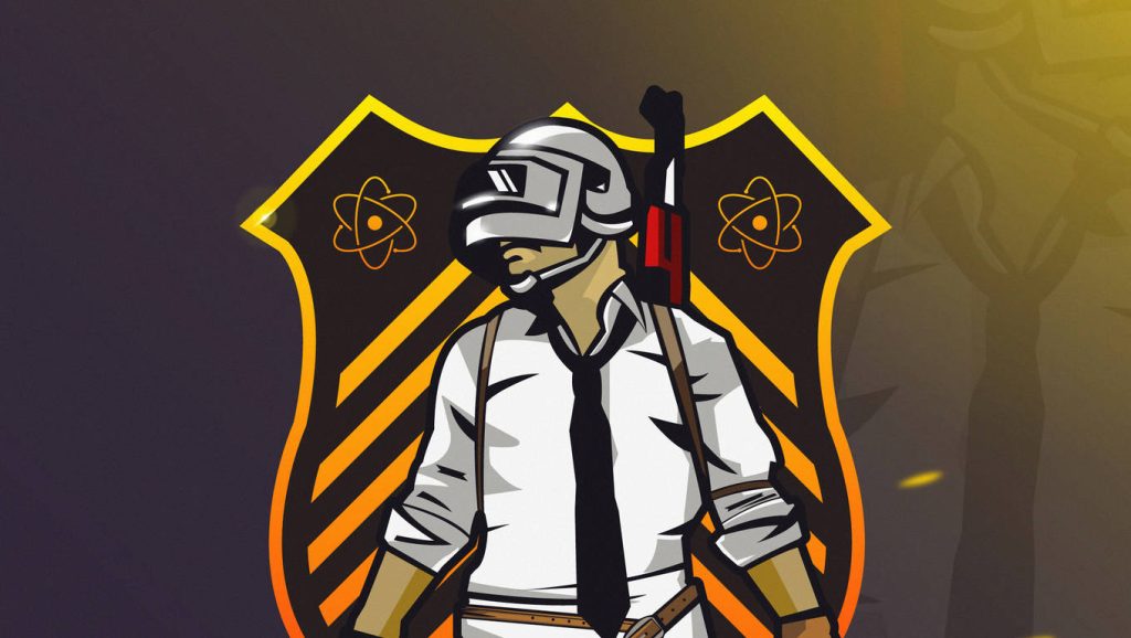 PUBG wallpaper featuring Victor skin character with Level 3 helmet and atomic shield emblem
