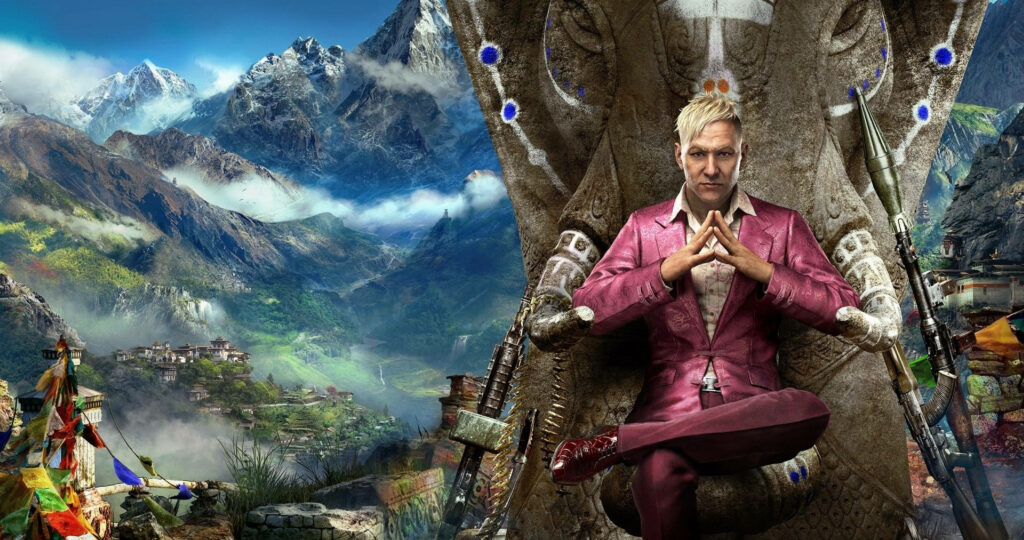 Far Cry 4 Wallpaper: Pagan Min on Throne in Himalayan Landscape
