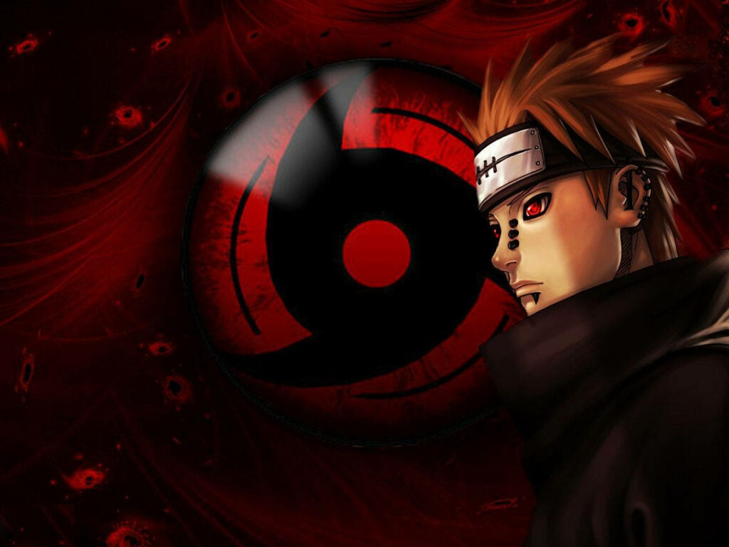 Pain, the Mind Manipulator: Unleashing the Red-Tinted Sharingan Wallpaper