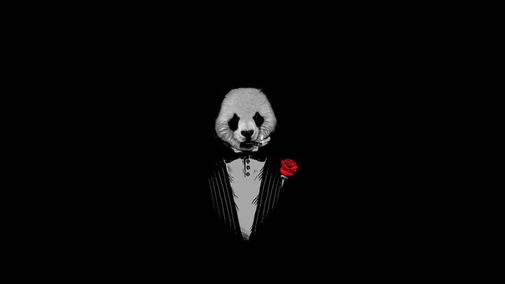 Pandafather: A Fierce Panda Ruling in the Shadows of the Godfather Wallpaper