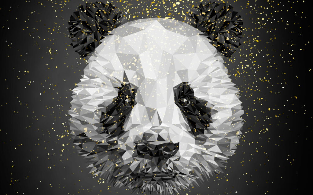 Poly Panda: A Creative Low Poly Art Portrait of a Majestic Bear in Stunning 4K Wallpaper