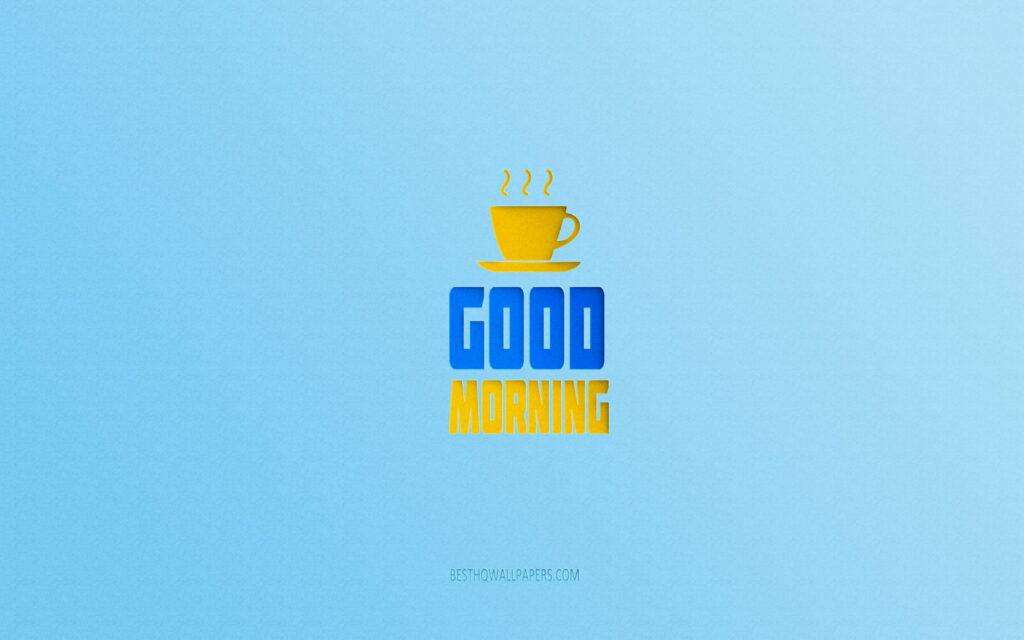 Artistic Wake-Up Call: Creative Paper Art Sets a Vibrant Blue Background for a Good Morning QHD Wallpaper
