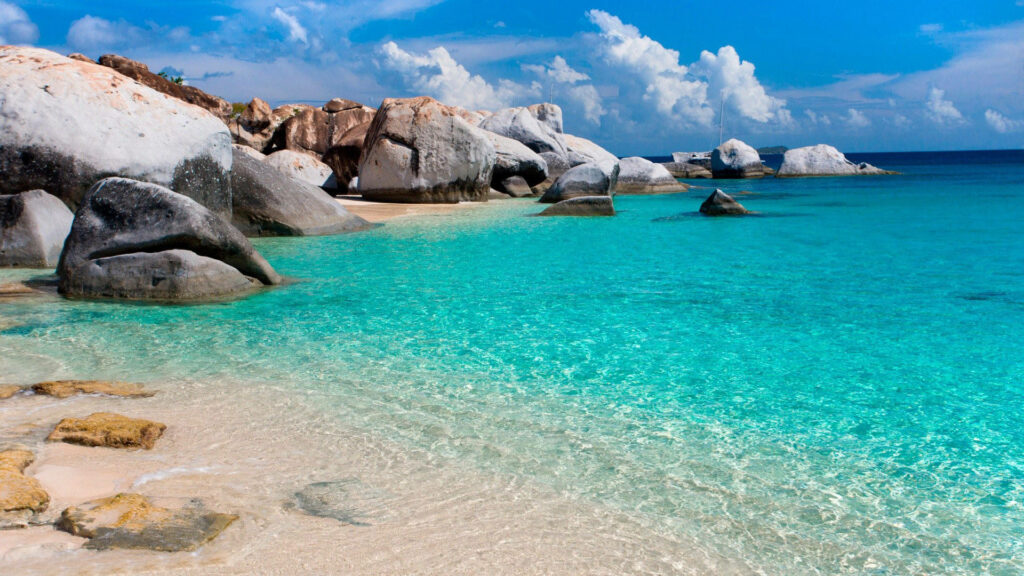 Paradise Found: Captivating Beach Haven with Pristine Sands and Crystal-clear Waters - Nature Scenery Wallpaper