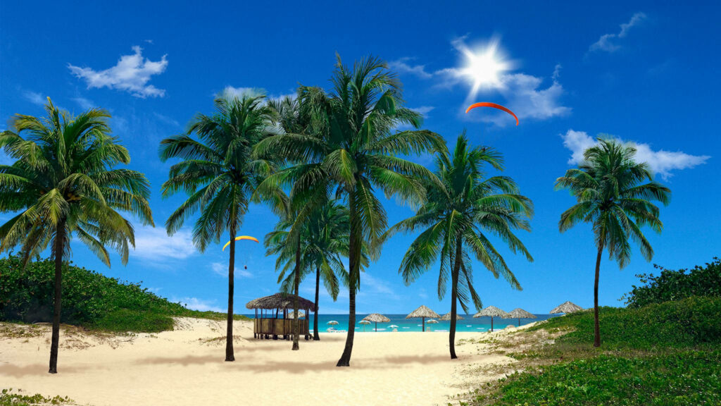Paradise Oasis: A Stunning 3D Coastal Escape Wallpaper