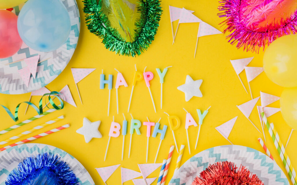Party Perfection: A Whimsical Wallpaper of Colorful Birthday Decor