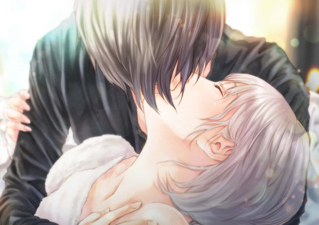 Whispering Hearts: An Enchanting Moment captured in an Anime Romance Wallpaper