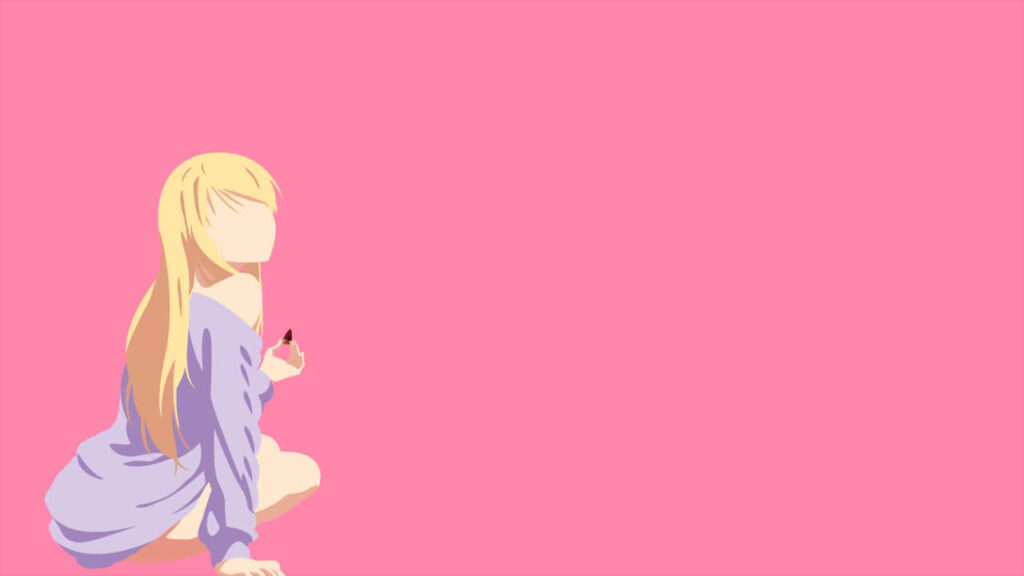 Pastel Anime Character Wallpaper: Serene Pink Background Design