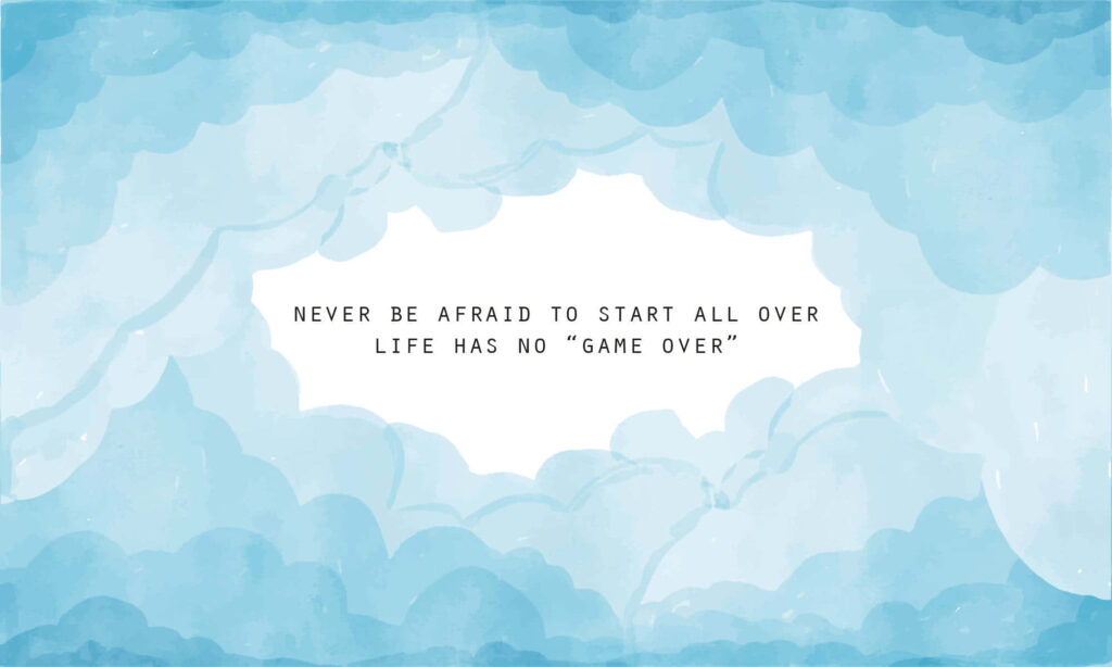 Pastel Blue Wallpaper with Motivational Quote & Cloud Patterns