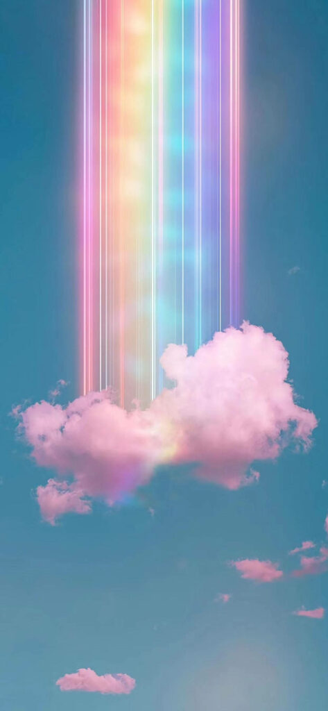 Pastel Dreamscape: An Exquisite Fusion of Cool Aesthetics and Luminous Neon Rainbows in Digital Art. Wallpaper