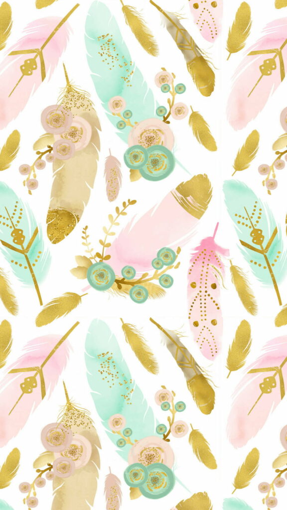 Dreamy Boho Plumes: Vibrant Pastel Feathers as a Stunning HD Phone Wallpaper
