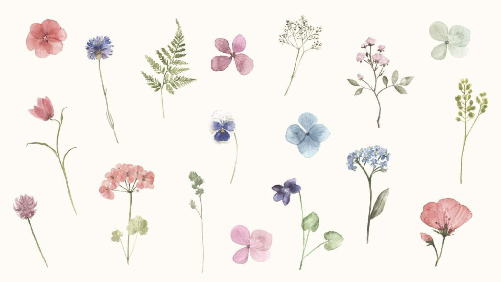Serene Spring Floral Wallpaper: Delicate Pastel Design on Light Background