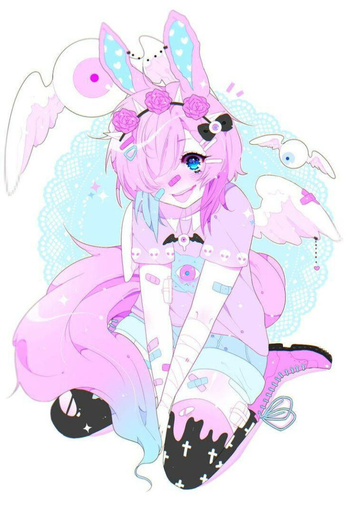 Pastel Gore Girl Wallpaper: Whimsical Cyclops Aesthetic Design