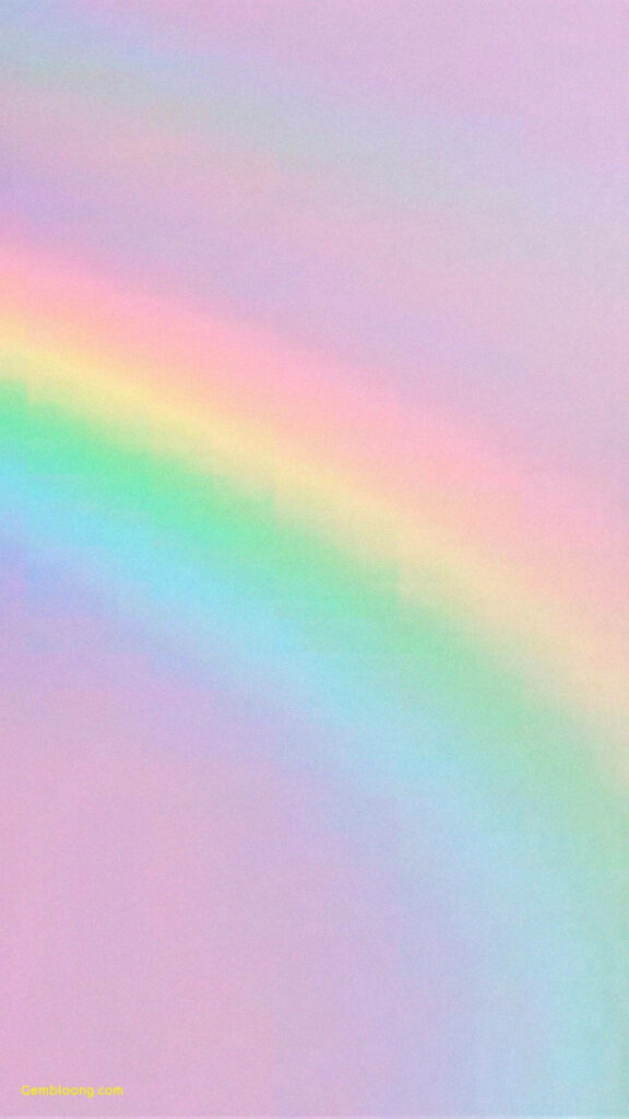 Picturesque Pastels: A Dreamy Rainbow-Painted Phone on a Beautiful Baby Pink Canvas Wallpaper
