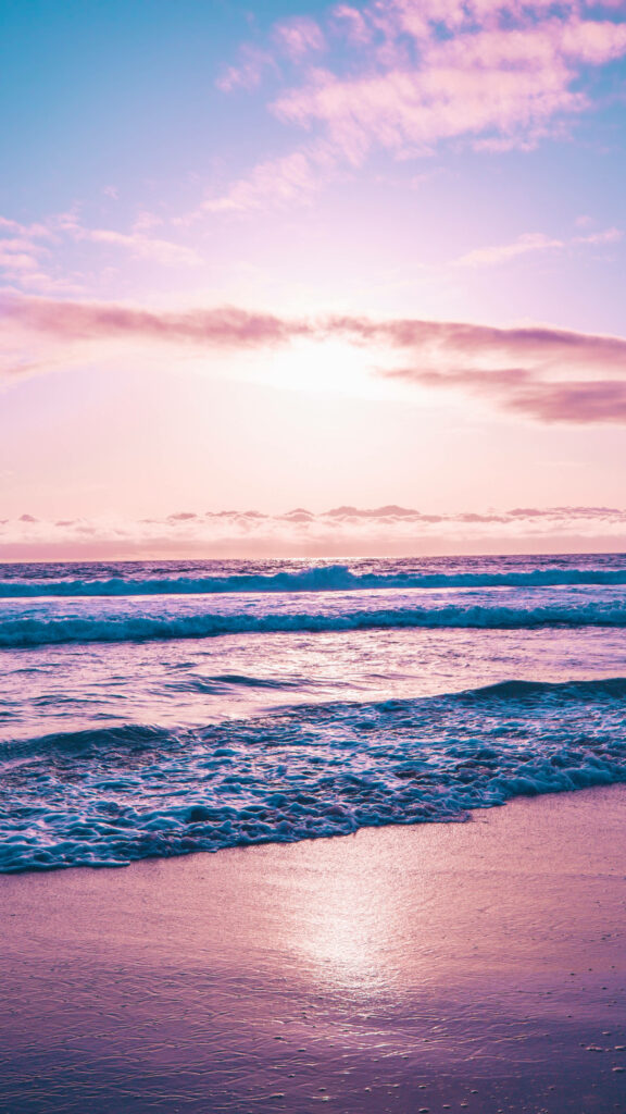 Pastel Pink Beach Wallpaper: Serene Android Background for Calm Aesthetics