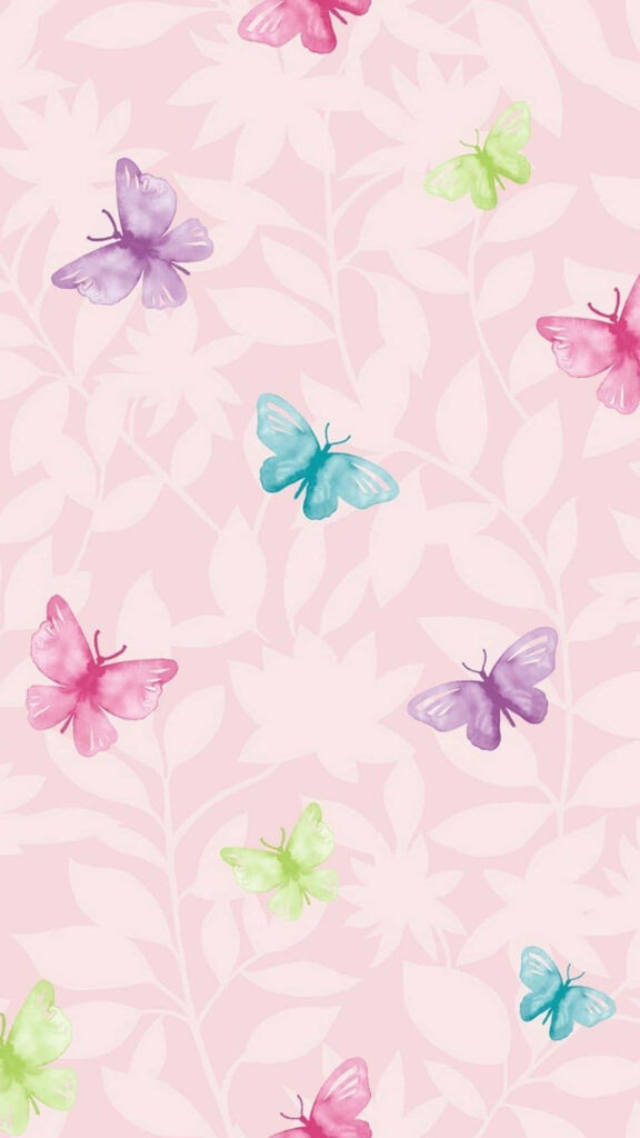 Pastel Pink Butterfly Wallpaper - Y2K Clipart Style Background