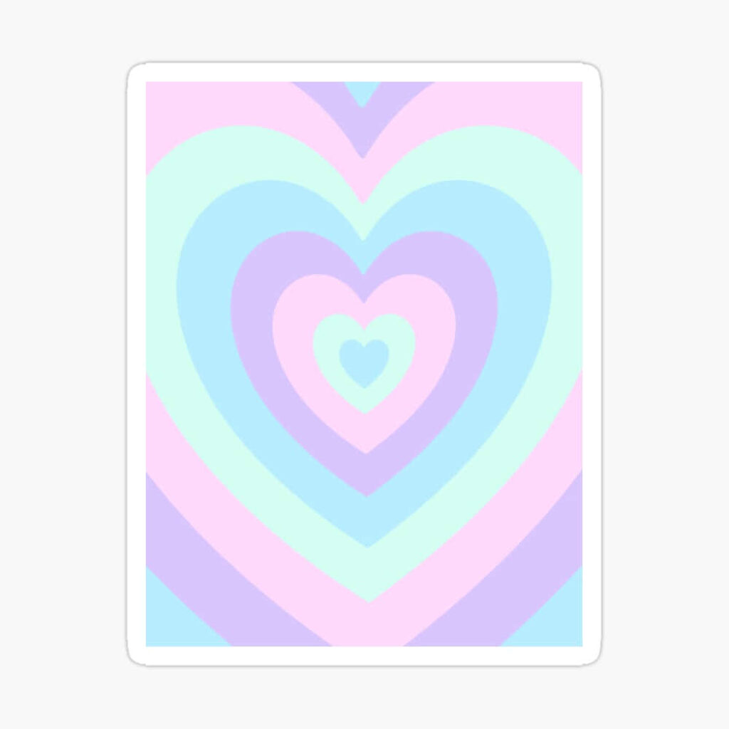 Pastel Rainbow Heart Wallpaper: Soft Gradient Design in Pink, Blue, Purple