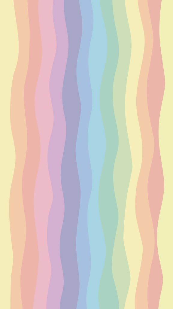 Pastel rainbow wavy stripes digital illustration with smooth lines calm retro wallpaper background