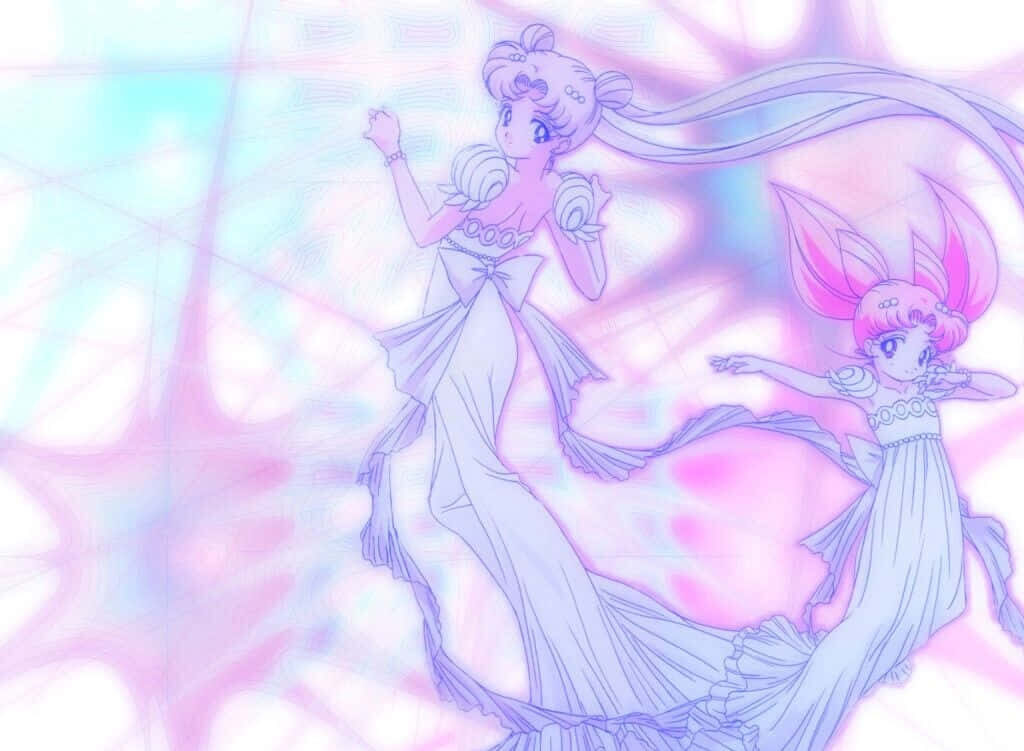 Pastel Sailor Moon & Chibiusa Wallpaper - Ethereal Anime Design