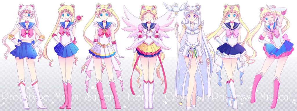 Pastel Sailor Moon Wallpaper: Elegant Anime Girl Transformations