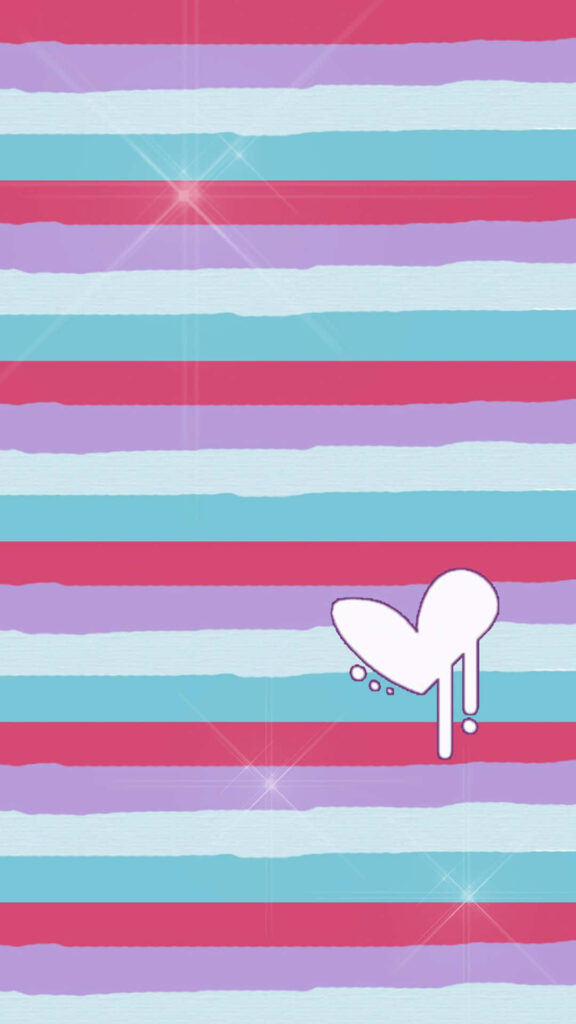Charming Pastel Striped Wallpaper with Heart for iPhone Screens