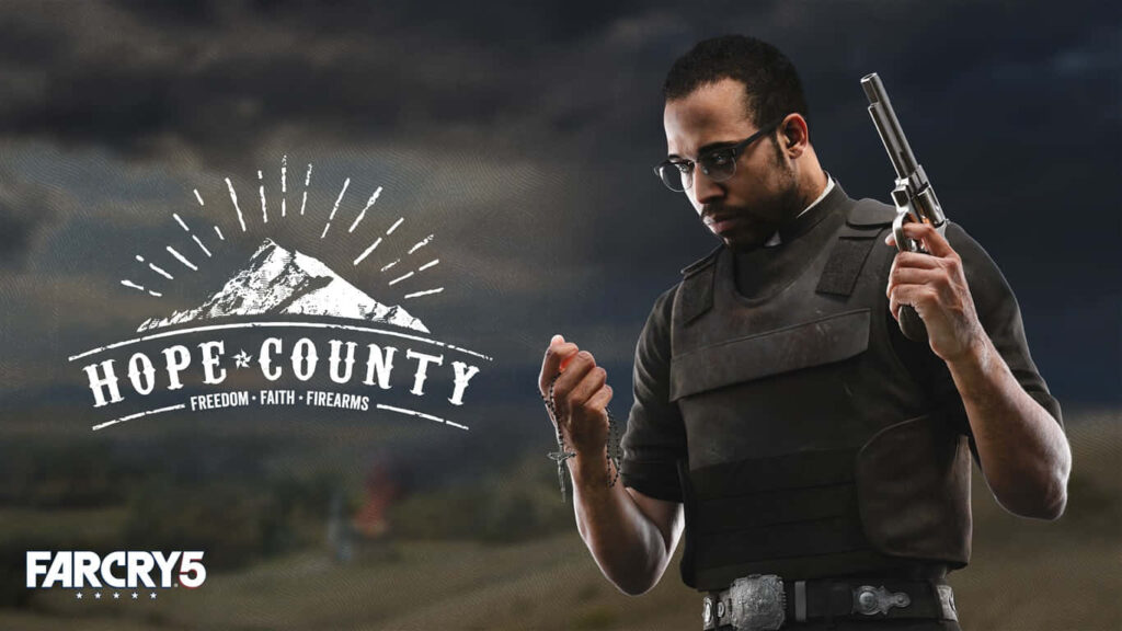 Pastor Jerome Jeffries: Armed Guardian of Hope County in Far Cry 5 Wallpaper