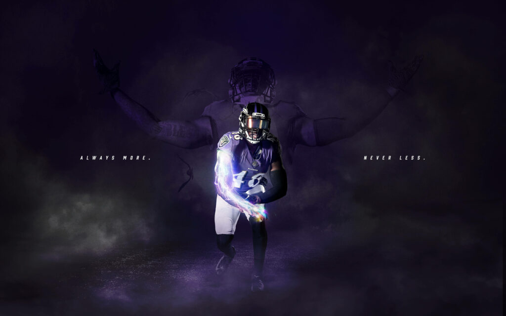 Baltimore Ravens linebacker Patrick Queen intense pose smoke background team logo wallpaper