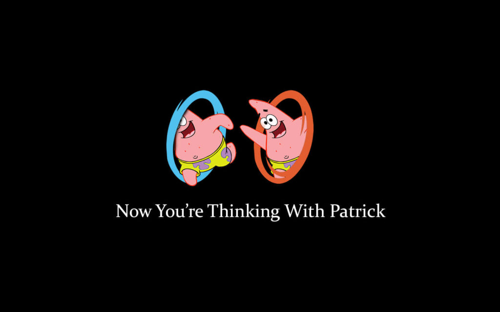 Patrick Star Jumps Through Portals – Fun SpongeBob Wallpaper