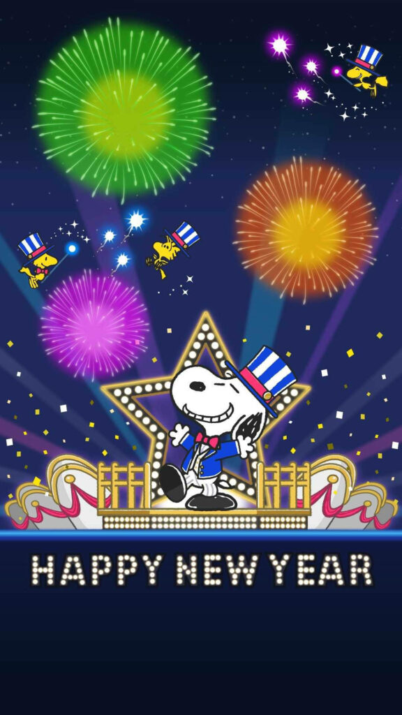 Patriotic Snoopy Wallpaper: New Year Celebration with Fireworks