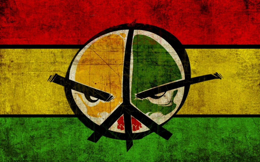 Vintage Tri-Color Peace Face: Anger and Peace Combined in Wallpaper Art