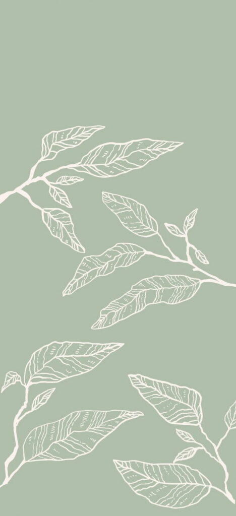 Enchanting Foliage: High Definition Sage Green Wallpaper with Delicate Leaf Design