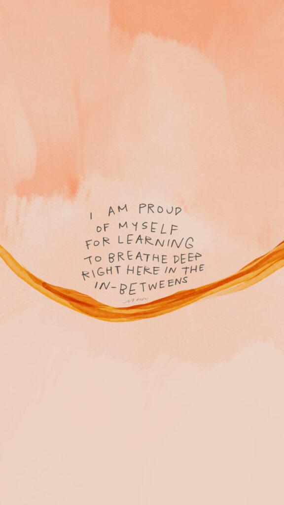 Calming Peach Abstract Wallpaper with Inspirational Affirmation