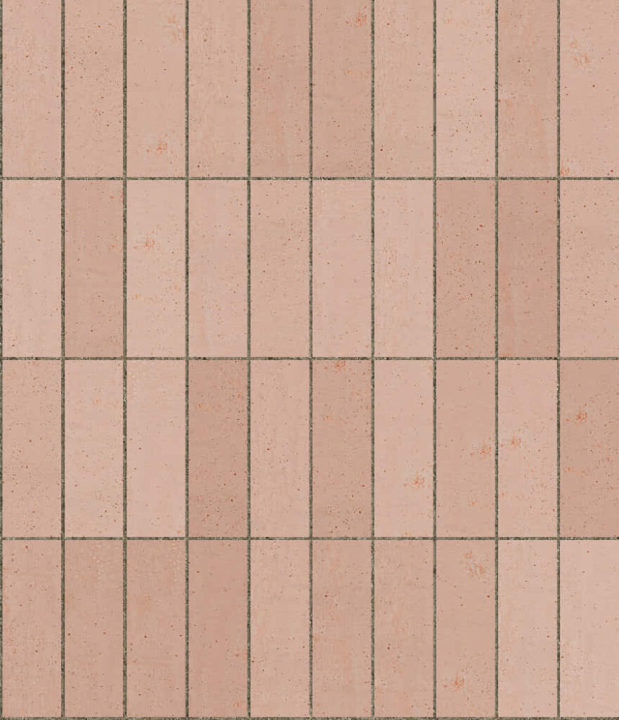 Peach Tiled Floor Wallpaper: Soft Natural Stone Texture with Grid Pattern