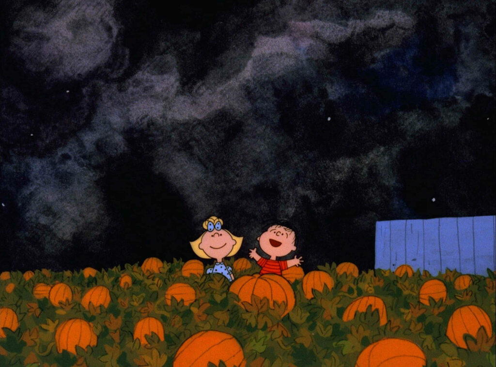 Peanut Comic Strip Cuties: Spooky Pumpkin Wonderland - A Delightful Halloween Aesthetic Wallpaper