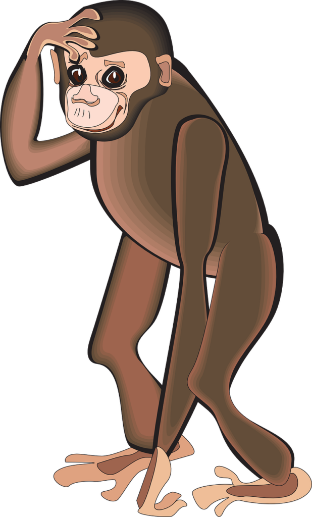 Thoughtful Cartoon Chimpanzee Wallpaper - Playful Brown & Beige Design