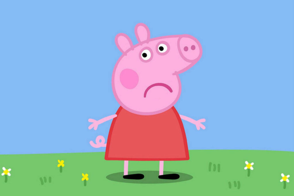 Melancholy Peppa: Capturing the Sadness in a Tilted World Wallpaper