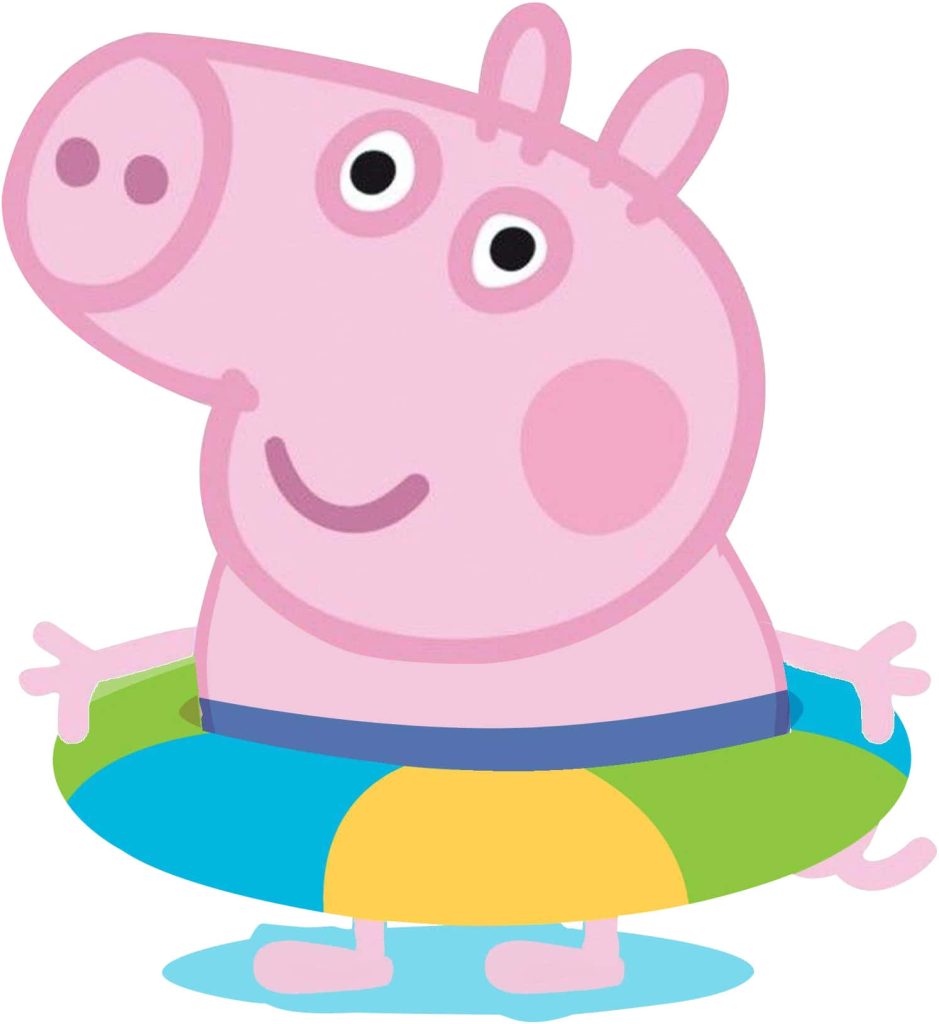 Peppa Pig vibrant summer wallpaper with colorful swimming ring high-quality cartoon background