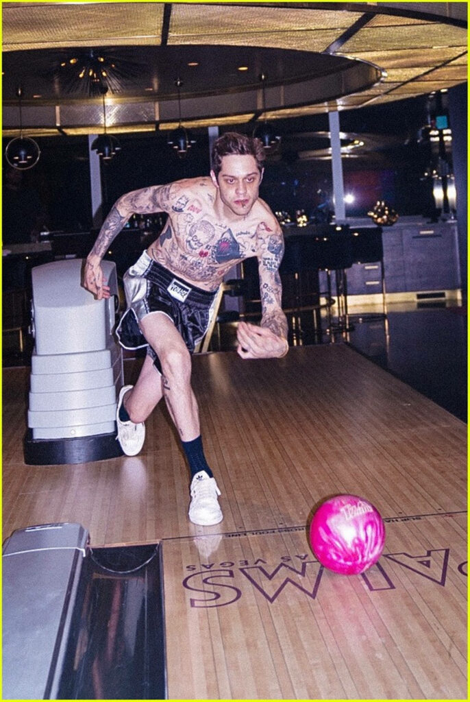 Pete Davidson Bowling Wallpaper: Stylish Las Vegas Action Shot