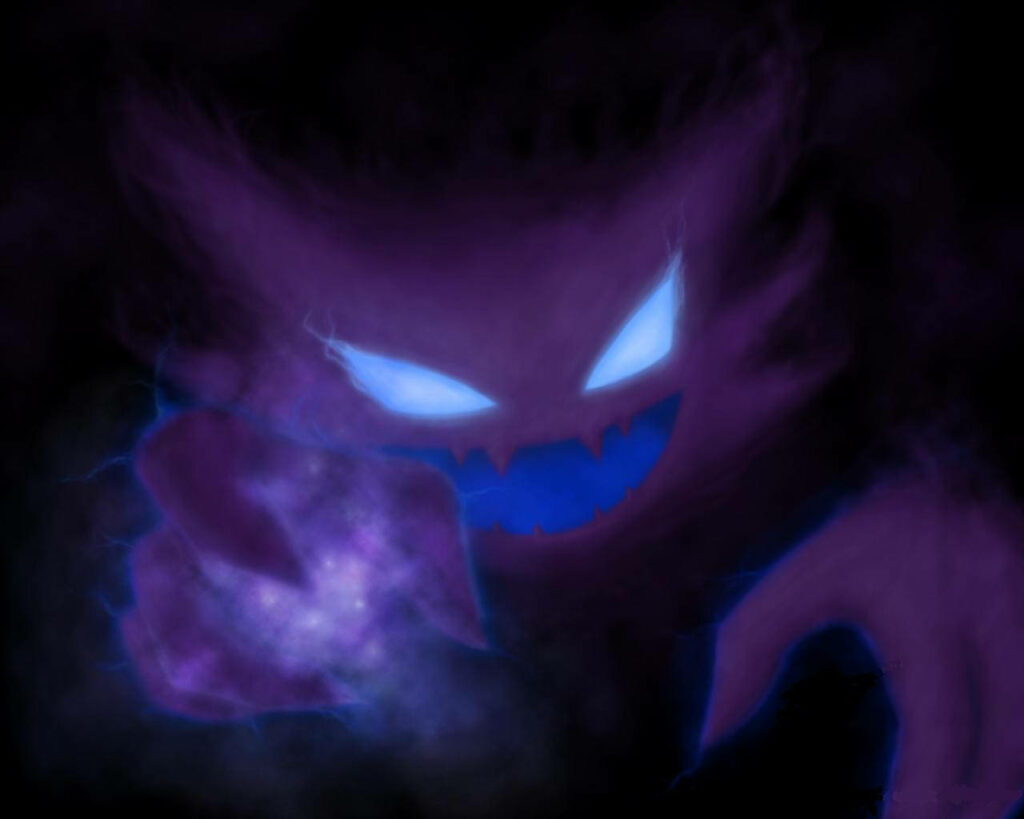 Gengar's Spooky Transformation: Haunter Awakens in a Mysterious Void Wallpaper