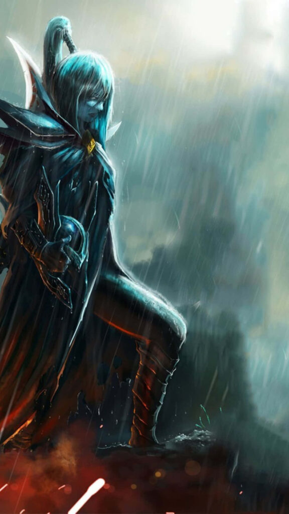 Rainy Battle: Phantom Assassin's Enigma in Dota 2 Android Wallpaper